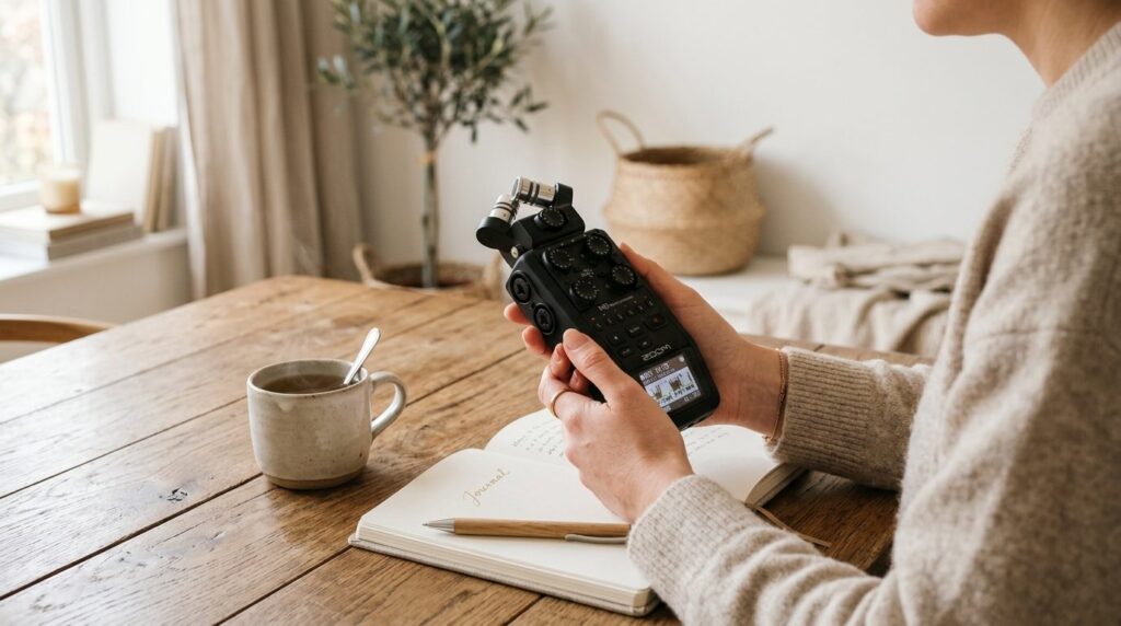 Close-up product lifestyle shot, womans hands holding a pro