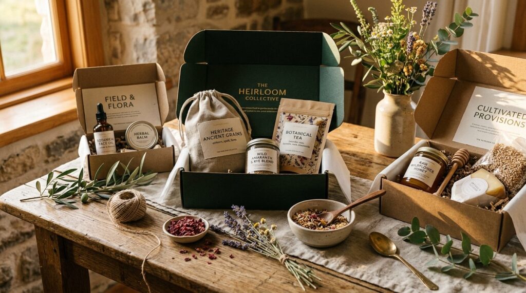 Curated luxury lifestyle scene of premium gift boxes opened 