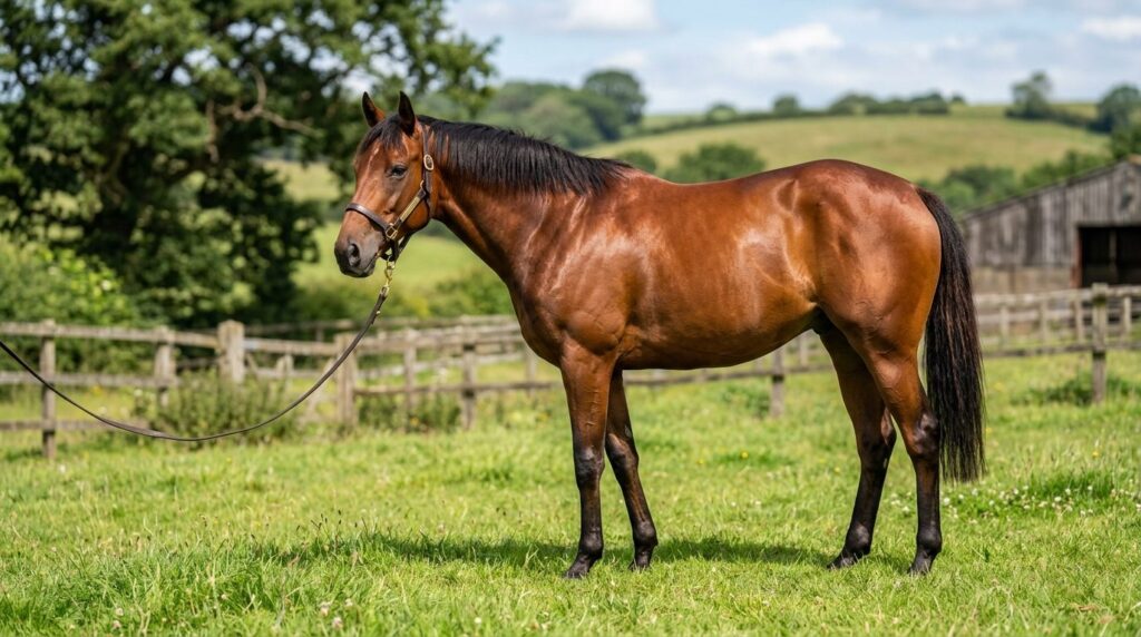 Professional equine nutrition photograph showing a vibrant h